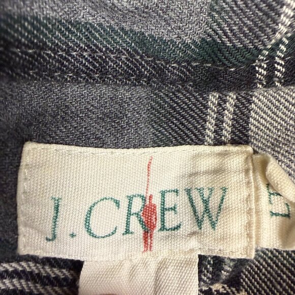 J. Crew Flannel Shirt Men's LT Large Tall Plaid Grey Green Black GUC - Picture 3 of 4